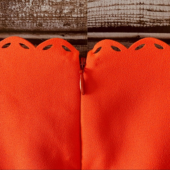 J Crew Bright Orange Laser Cut Shift Dress Size 6 - Picture 10 of 12